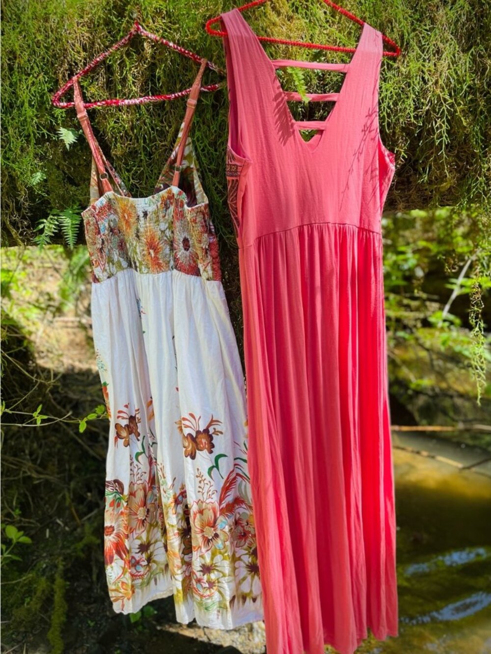 MAGIC | 1X | Floral 100% Cotton Gauze V-Neck Tank Crochet Flowy Boho Maxi Dress - Picture 4 of 12